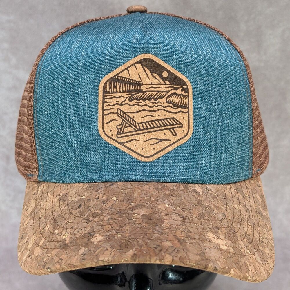 San Diego Cork Hats Trucker Cap Snapback Beach Pier Patch Brim Blue Brown